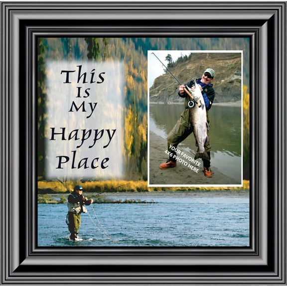 Fly Fishermen Happy Place, Fishing Gifts, Beach, Boating or Fishing Decor, 10X10 9729