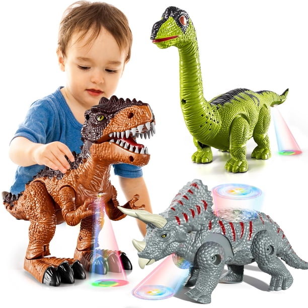 Juguete de dinosaurio Guminnara para caminar, paquete de 3, para niños de 3 a 7 años
