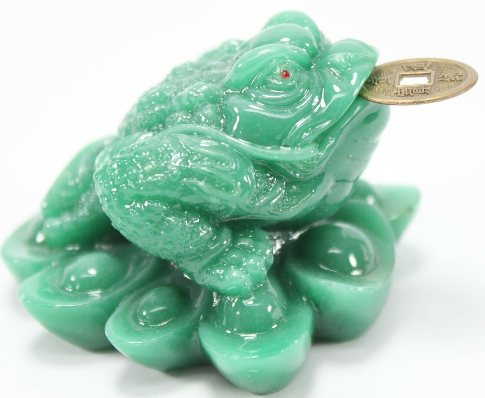 White Jade Gemstone Lucky Toads Frogs Money Coin Pendant 