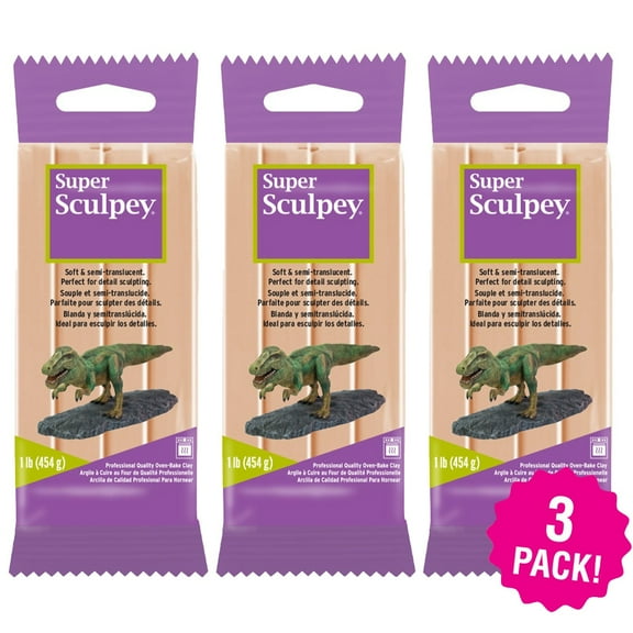 Multipack of 3 - Super Sculpey Polymer Clay 1lb-Beige