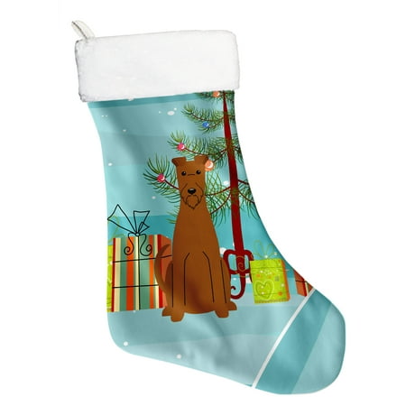 Terrier Holiday Stocking - Merry Christmas Tree Irish Terrier Christmas Stocking BB4187CS