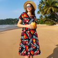 thumbnail image 4 of Lsque Fire Rescue With Red Helmet And Truck Print Women's Casual Dress T-Shirt Summer Short Sleeve Scoop Neck Swing Dresses, 4 of 6