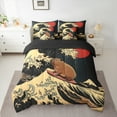 thumbnail image 2 of Manfei Funny Capybara Twin Bedding Sets 7pcs for Boys Girls, Japanese Ukiyoe Bedding Comforter Set, Vintage Ocean Wave Sun Print Sheet Sets, Super Cozy Room Decor, 2 of 8