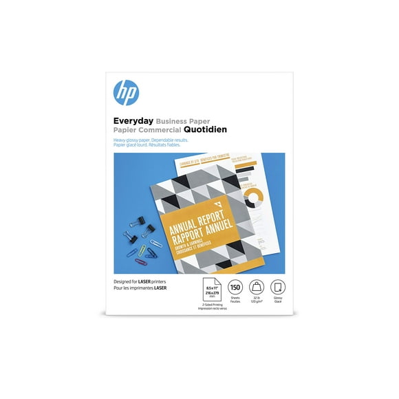 Papel HP Everyday Business Glossy, 8,5 x 11 pulgadas, 32 libras, 150 hojas