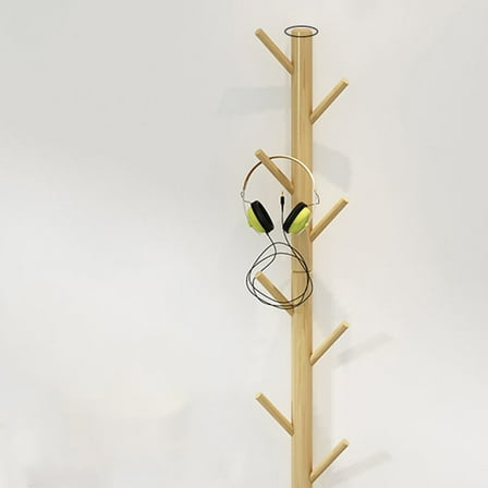 YUYUETIME 1Pack Wall Mounted Hanger Wooden Coat Rack In Light Yellow With Branch Design For Various Uses