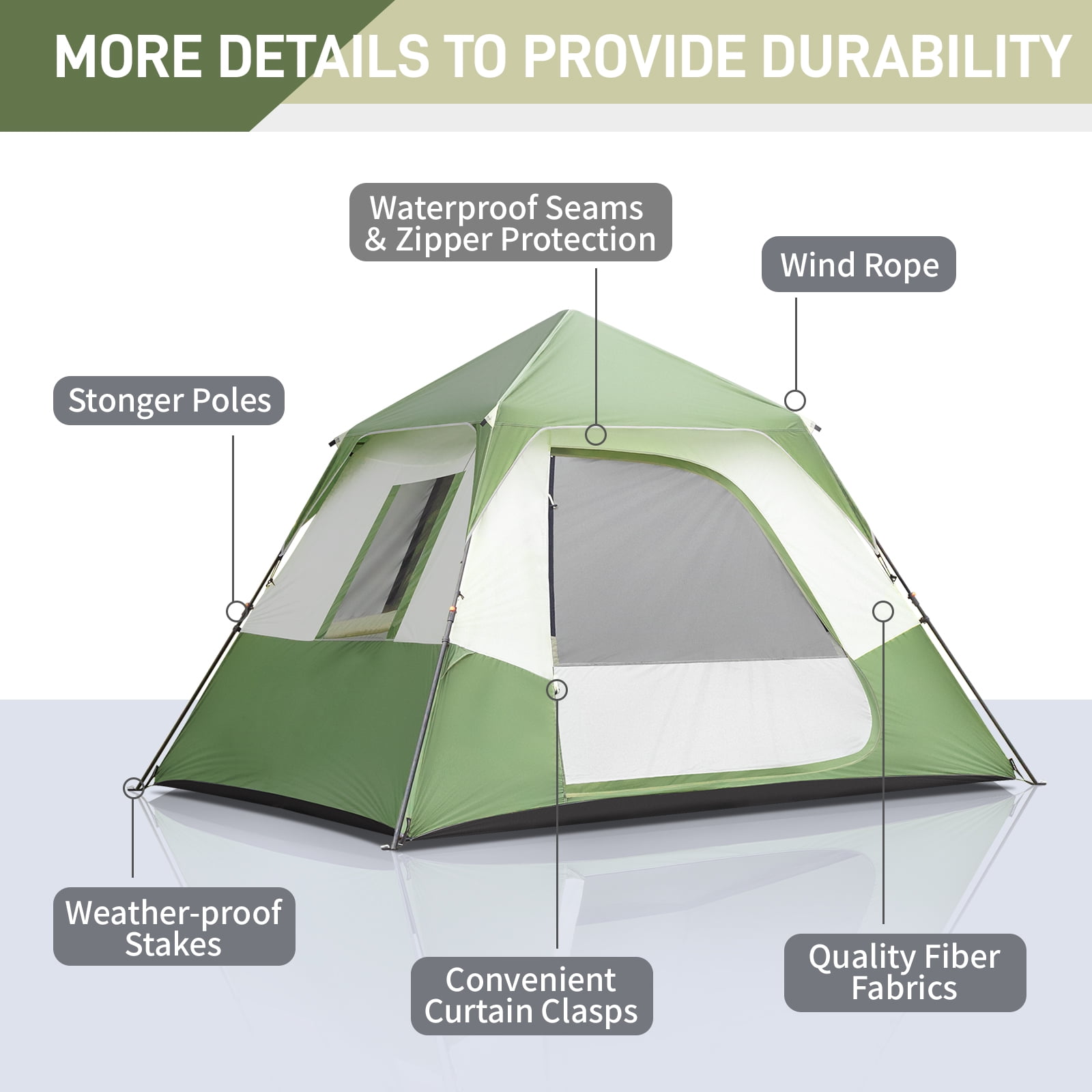 Ktaxon 6 Person Family Tents, Parties, Music Festival Tent, Big, Easy Up, Waterproof, Weather Resistant, Green