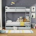 thumbnail image 2 of Plana Solid Wood Twin Over Twin Bunk Bed and Underbed Storage Drawers in Light Gray, 2 of 8