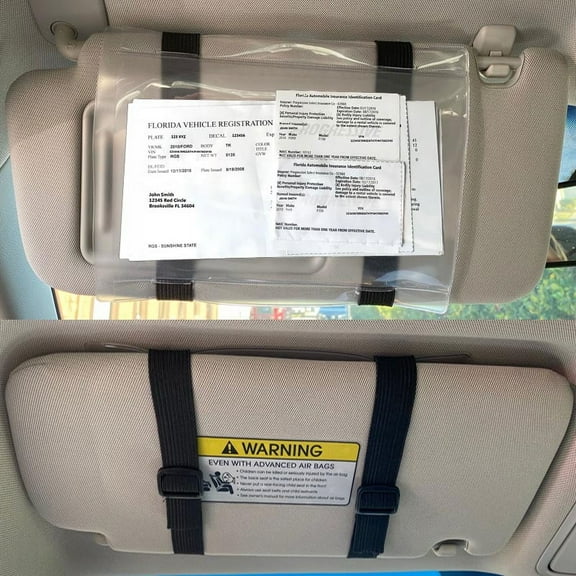 Stuart Promotional Products Vehicle Visor Document Holder, 9.25" x 5.25", Black, 2 Pieces