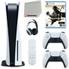 Sony Playstation 5 Disc Version (Sony PS5 Disc) with White Extra Controller, Headset, Media Remote, Ghost of Tsushima - Director's Cut and Microfiber Cleaning Cloth Bundle