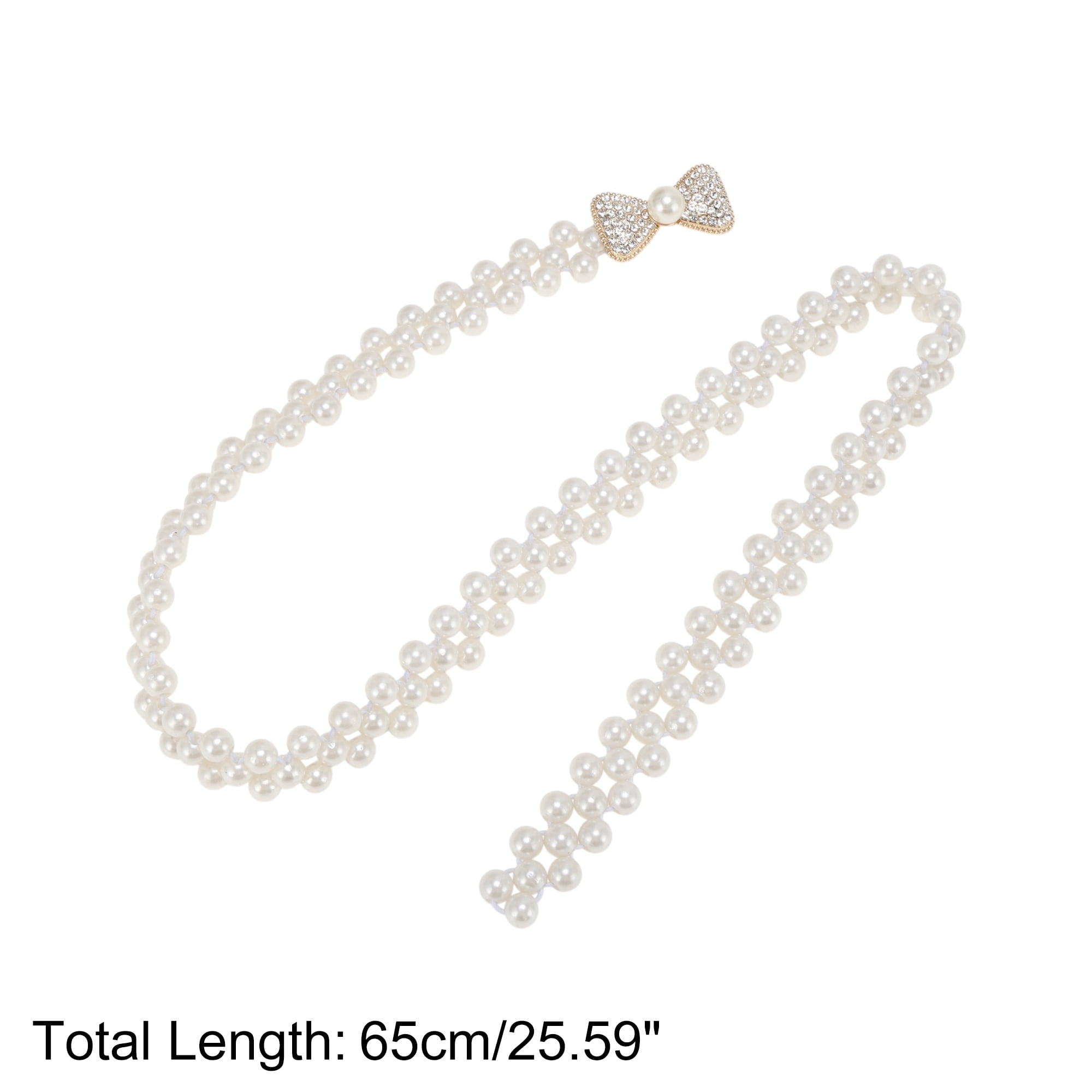 Unique Bargains Stylish Adjustable Waist Belt in Beige for Everyday Wear [Pearl Bow-knot]
