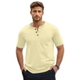 thumbnail image 2 of Yifymode Men’s Henley Shirt Casual Short Sleeve T-Shirt for Summer Beach Vacation,Beige S, 2 of 4