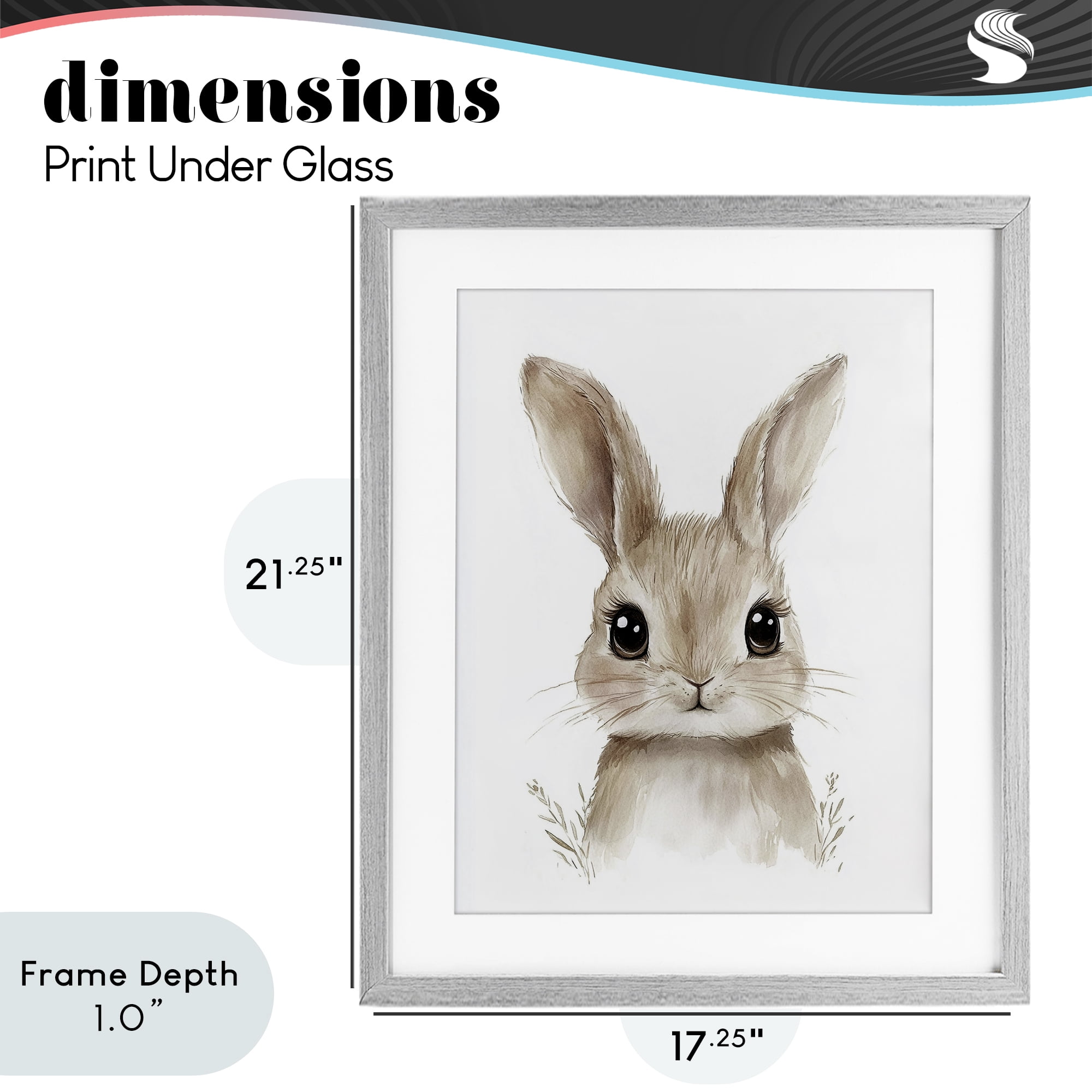 Stupell Industries Nursery Babies Bunny Gray Framed Print Under Glass, design by Ramona Murdock
