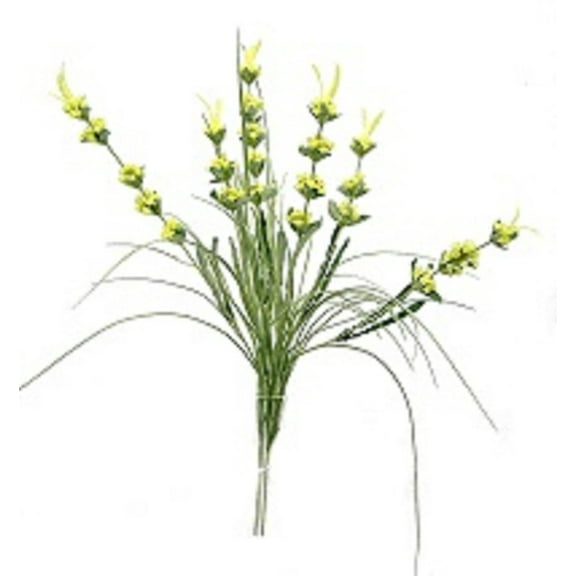 Yellow Garden Lavender 21in Artificial Polysilk Faux Fake Flower Green Bush for Craft Home Outdoor Bouquet Arrangement Ceremony Wedding Arch Floral Wall Aisle Decor (Yellow, Set of 3)