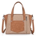 thumbnail image 4 of Wrangler Color Block Tote Bag for Women - Stylish Large Shoulder Purse and Handbag, Tan, 4 of 7