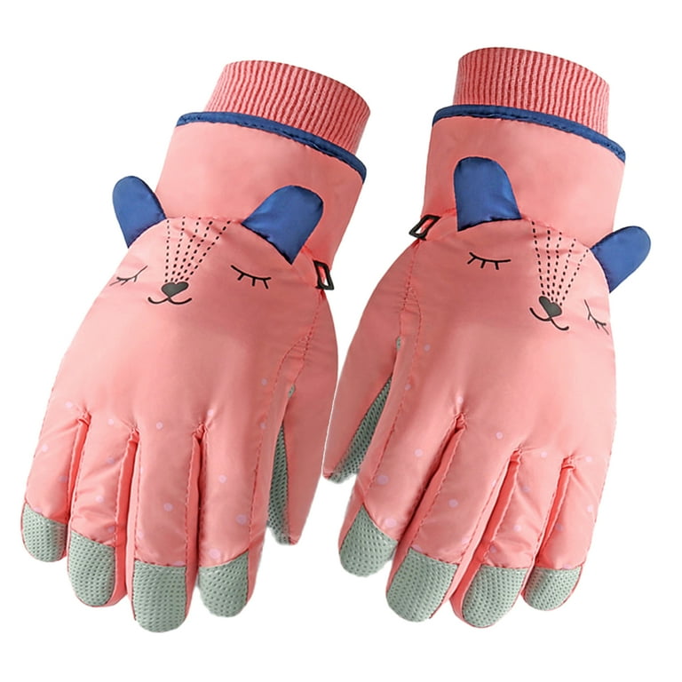 1 Pair Kids Snow Gloves Windproof Breathable Cartoon Pattern Thermal Kids Athletic Gloves for Winter