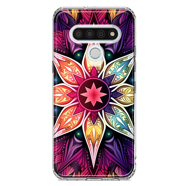 MUNDAZE LG Stylo 6 Shockproof Clear Hybrid Protective Phone Case Mandala Geometry Abstract Star Pattern Cover