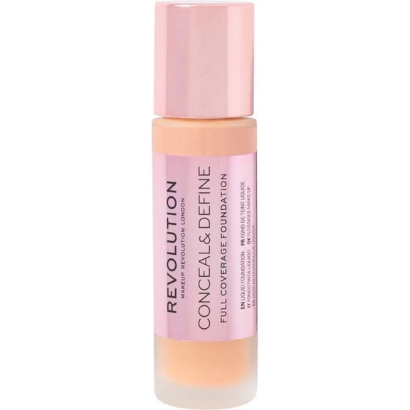 Makeup Revolution Conceal and Define Foundation, Full Coverage & Matte Finish, F11 for Medium/Dark Skin Tones, Vegan & Cruelty-Free, 0.7 Fl Oz