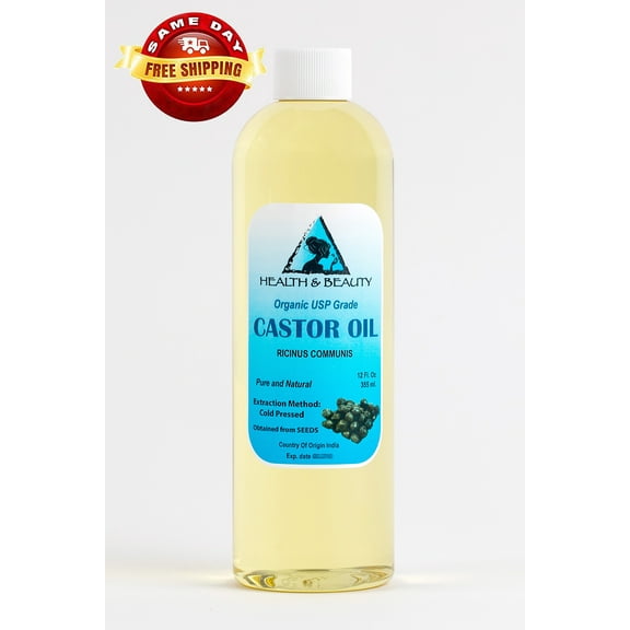 Castor Oil Organic USP Grade Hexane Free Cold Pressed Premium Fresh Pure 12 oz
