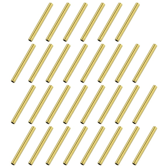 30-Pack 30mm Brass Round Tube, 3mm OD 0.5mm Wall Thickness Short Brass Seamless Tubing for DIY Crafting/Decorating
