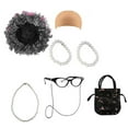 thumbnail image 2 of JINCBY Clearance,7 Wigs Wig Grandma COS Suit Chain Eyeglasses Pearl Necklace Bracelet Eye Glasses Earrings For Aprils Fools ' Day 100 Days Of School Gift for Women, 2 of 2