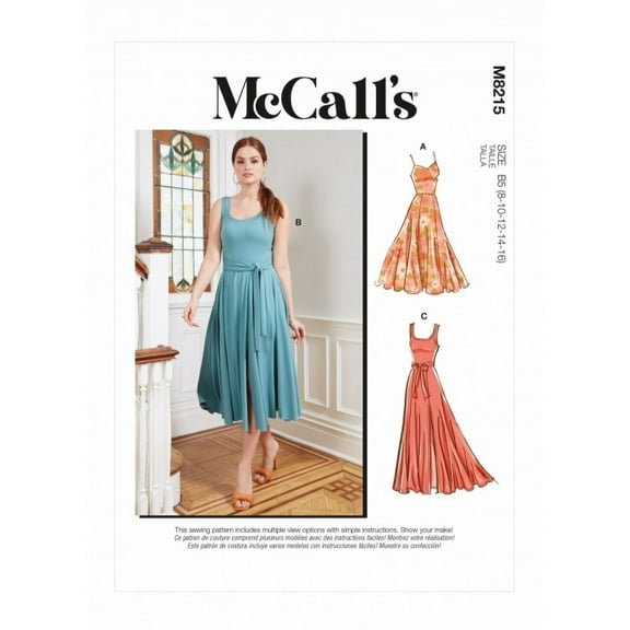 McCalls Sewing Pattern 8215 Dresses B5 (8-10-12-14-16)