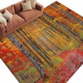thumbnail image 3 of 6x9 Area Rugs, Red Orange Forest Fall Non-Skid Rubber Backing Large Rectangle Rugs - Living Room Bedroom Home Office, Thanksgiving Tree Maple Leaf Indoor Floor Mat Carpets Washable Rug, 3 of 9