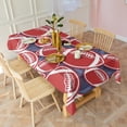 thumbnail image 4 of Red Footballs on Blue Pattern Rectangle Tablecloth 60"x120",Waterproof Polyester Rectangle Table Cloth, Wipeable Spillproof Polyester Tablecloth for Dining, Camping, Indoor and Outdoor, 4 of 6