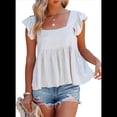 thumbnail image 3 of Blusa Informal de Mujer con Cuello Cuadrado, Volantes, Mangas , Peplum, Estilo Babydoll, Sin Mangas, Color , Talla L, 3 of 8
