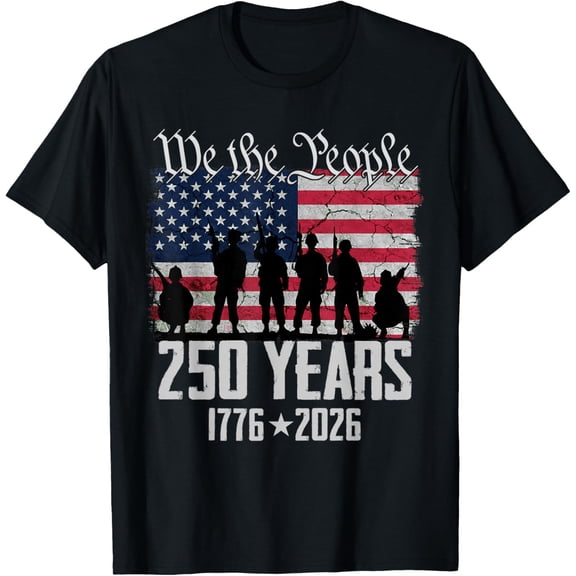 250th Anniversary USA Patriotic 250 Years 4th July American T-Shirt- Classic Unisex 100% Cotton Crew Neck T-Shirt Breathable Casual Everyday Wear Affordable