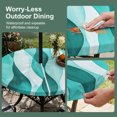 thumbnail image 3 of Round Outdoor Tablecloth with Umbrella Hole and Zipper, Turquoise Stripes Fitted Table Cover with Elastic Edge for 45-54 Inch, Vintage Farmhouse Ripple Texture Art Waterproof Patio Tablecoths, 3 of 9