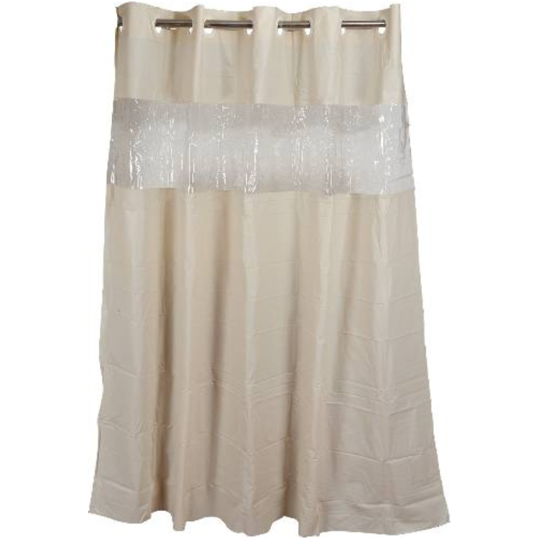HOOKLESS SHOWER CURTAIN WITH CLEAR WINDOW BEIGE per 2 Each