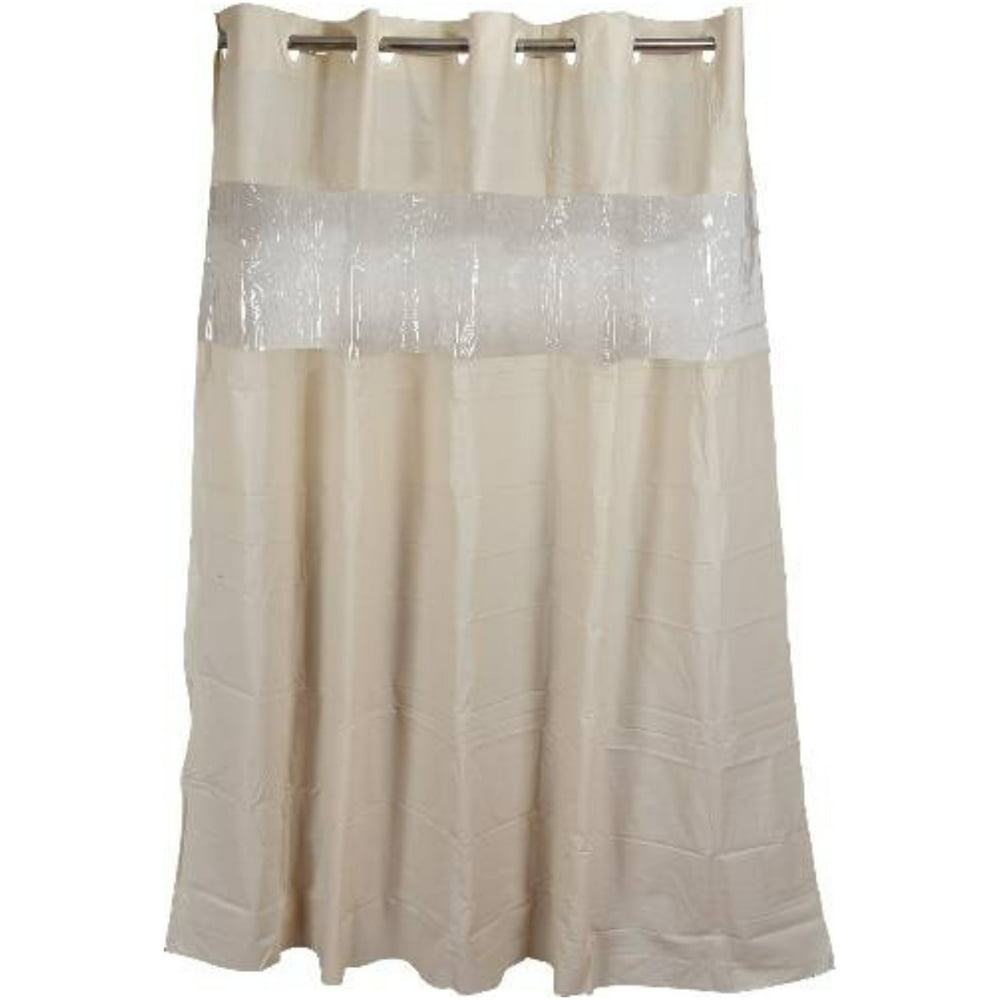 HOOKLESS SHOWER CURTAIN WITH CLEAR WINDOW BEIGE per 2 Each Walmart