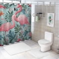 thumbnail image 7 of BCIIG Flamingo Plant Kitsch Bathroom Decor Set with Hooks, Colorful Luxurious Graphic Print Polyester Fabric Fashion Shower Curtain, Waterproof and Easy to Install 60x72, 7 of 7