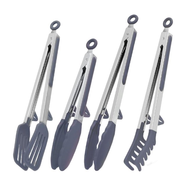 Pinzas de Cocina de Acero Inoxidable 430, Antideslizantes, Antideslizantes, Soporte Vertical, Utensilios de Cocina de Alta Resistencia, Pinzas Gris Soledad Pinzas para utensilios de cocina