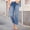 Sky Blue, variant on Women's Distressed Straight Leg Jeans Button Zipper High Waist Ripped Denim Cropped Pants with Cuffed Hem & Pockets Sky Blue