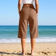 thumbnail image 4 of Cekizud Womens Capri Pants Solid Drawstring Waist Breathable Wide Leg Cropped Pants,Sizes S-2XL, 4 of 6