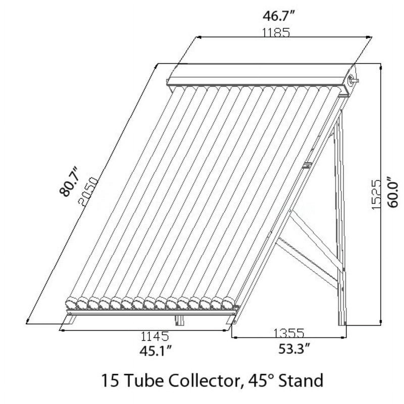 15 Tube Duda Solar Water Heater Collector 37° Frame Evacuated Vacuum Tubes SRCC Certified Hot