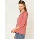 thumbnail image 4 of INSPIRE CHIC Blusa Trabajo Elegante De Punto Cuello Pajarita Mangas 3/4 Ajustado Para Mujeres Rojo Polvoriento S, 4 of 6