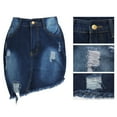 thumbnail image 6 of Women's Basic Flared Casual Skater Skirt Summer Casual High Waist Denim Pocket Hole Button Short Jeans Skirt, 6 of 8