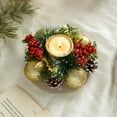 thumbnail image 2 of JeashCHAT Christmas Candle Ring Wreath, Candlestick Holder Artificial Pine Needle Berry Pinecones Wreath Candle Holder for Christmas Wedding Party Home Table Centerpiece, 2 of 6