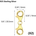 thumbnail image 3 of Yomhary 14K Gold Plated 925 Sterling Silver Double Lobster Clasp Double Claw Connector for DIY Jewelry Making（2pcs）, 3 of 6