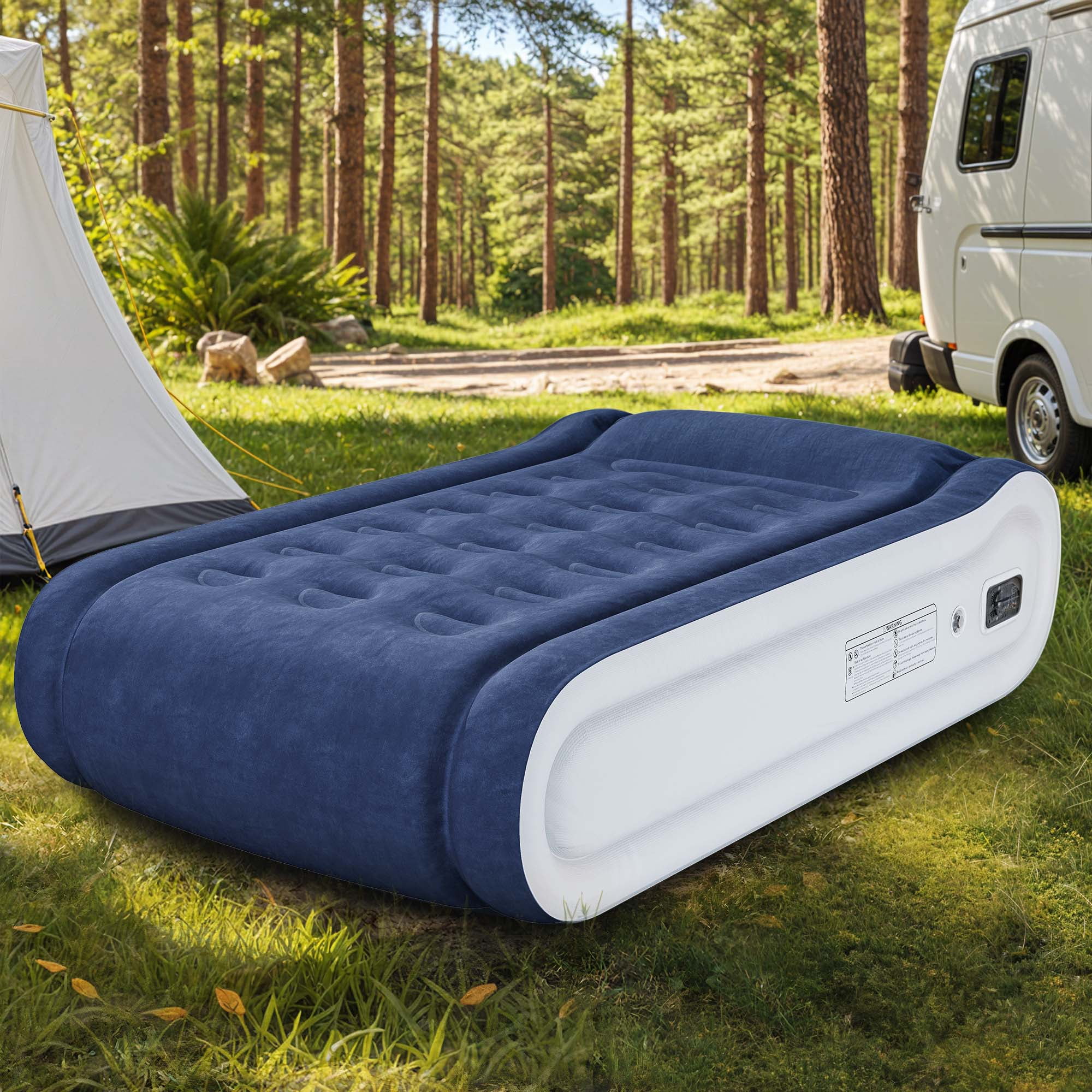 Uforic Twin Air Mattress,Luxurious Velvet Surface, Unsurpassed Body Support, Ergonomic Design with Integrated Pillow, Emergency Repair Kit, and Rapid Inflation/Deflation