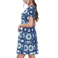 thumbnail image 2 of Disketp Vintage Blue para Vestido de Manga Corta para Mujeres, Vestidos de Verano para Mujeres, Casual y Holgado para la Playa, 2 of 6