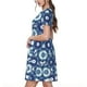 thumbnail image 2 of Fotbe Vintage Blue Vestido Largo de Moda para Mujer, Vestido Tipo Camiseta con Manga Corta y Estilo Casual a Rayas y Bloques de Color, 2 of 6