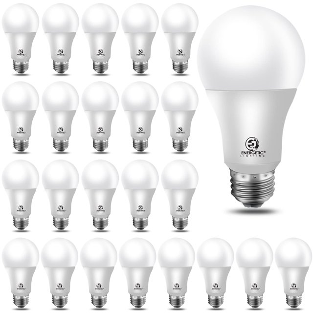 Bombilla LED Energetic A19, 8,5 W, 60 W, equivalente a 5000 K, paquete de 24