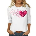 thumbnail image 2 of SOOMLON Valentine's Day Tops for Women Couple Valentines Gift Loose 3/4 Sleeve Crewneck T Shirts Cute Heart Graphic Tees Trendy Valentines Outfits 2025 White XL, 2 of 5