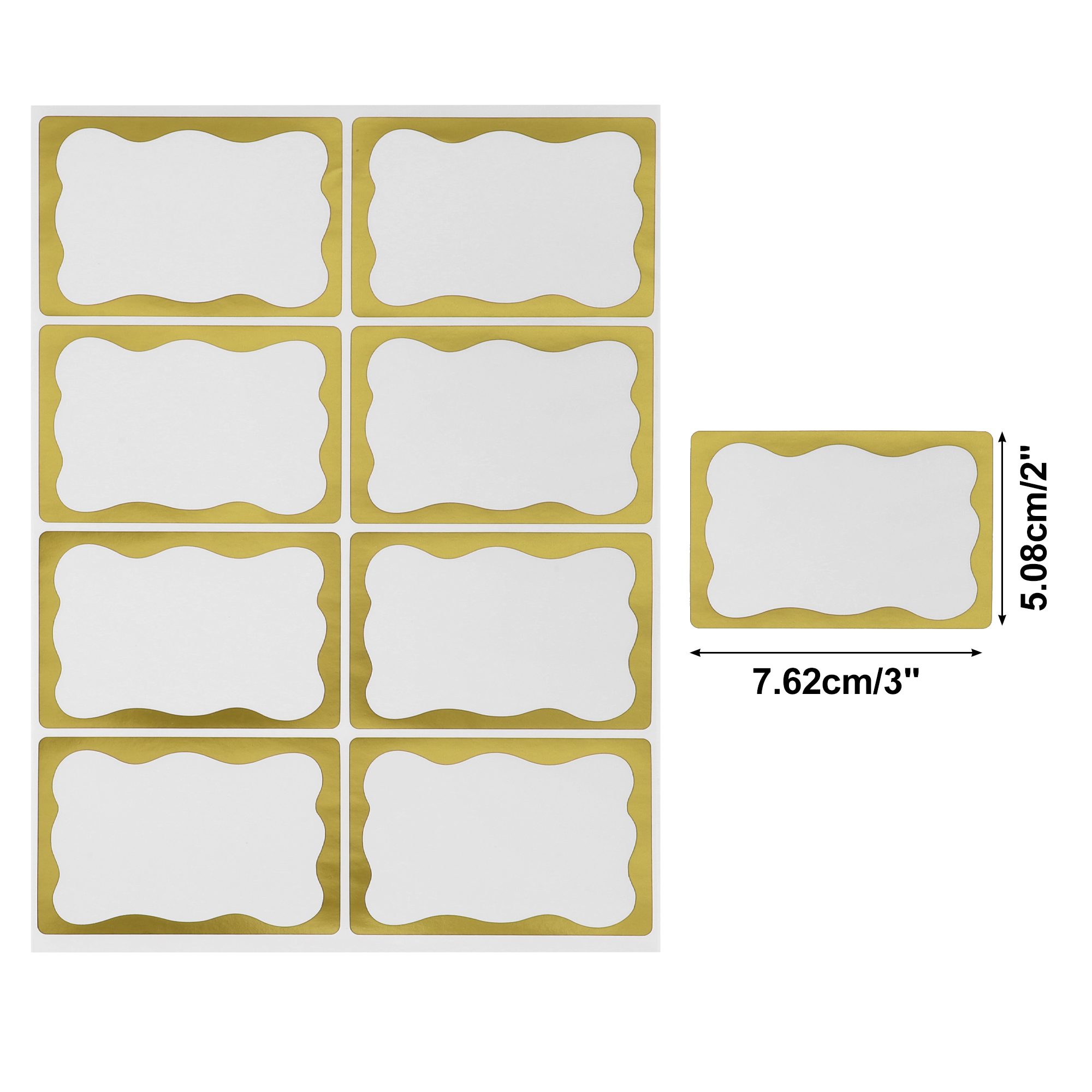 Unique Bargains Handwritable Gift Stickers 3"x2" 6PCS Foil Gold Tone