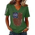 thumbnail image 2 of Iaqnaocc Usa 250th Anniversary Shirt T Shirts for Women 250 Anniversary Usa Flag 4th Of July Outfits for Women Patriotic 250 Anniversary USA Flag V Neck Festival Short Sleeve Tee Tops Green XL, 2 of 4