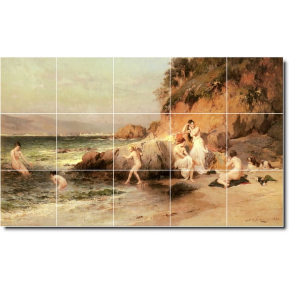Ceramic Tile Mural-Frederick Bridgman Mother Child Painting 11. 25.5" w x 17" h using (24) 4.25 x 4.25 ceramic tiles