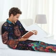 thumbnail image 6 of Naloa Cosmic Garden Woman Portrait Men’s Pajamas Set - Long Sleeve Button Down Sleep Shirt and Pajama Bottoms Sleepwear Set-Small, 6 of 7